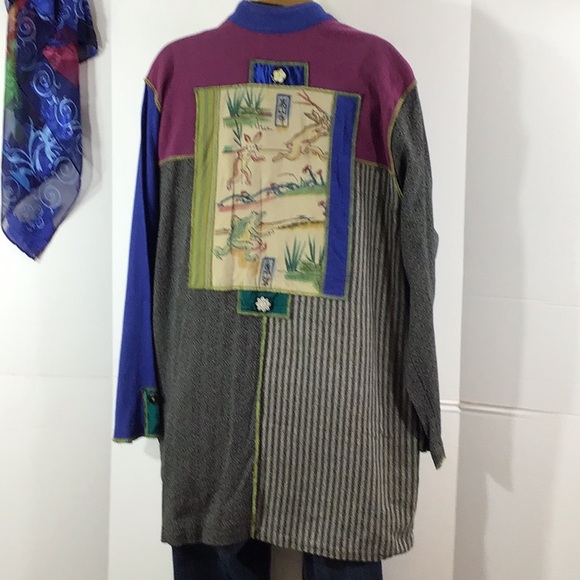 Hand painted vintage Celia Forrester patchwork bunny jacket L - Picture 7 of 12